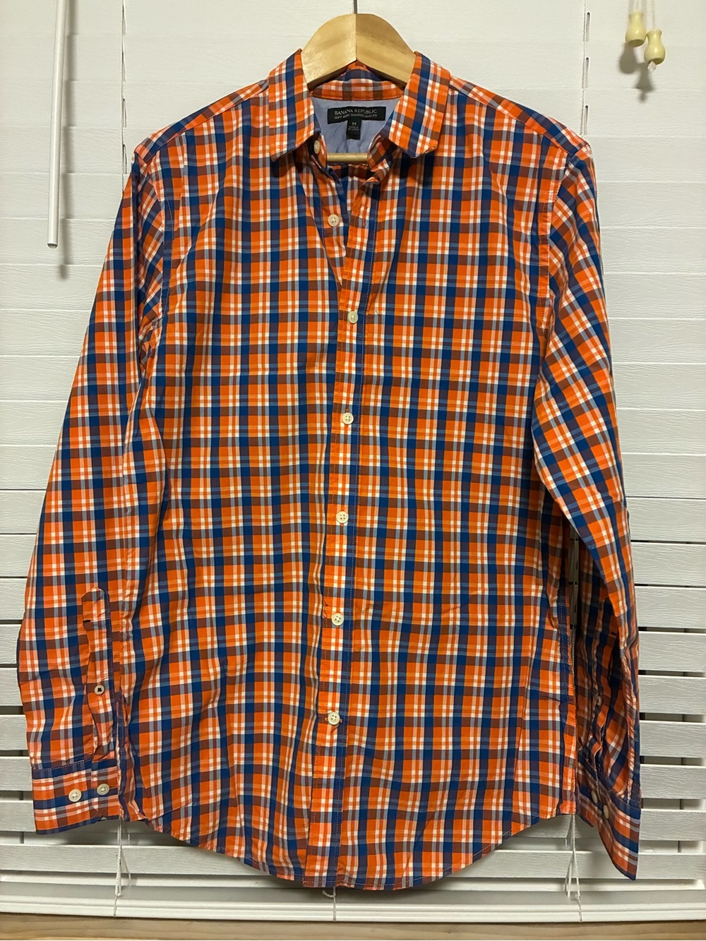 Banana Republic Orange and Blue Check Long-Sleeve Button-Down Shirt